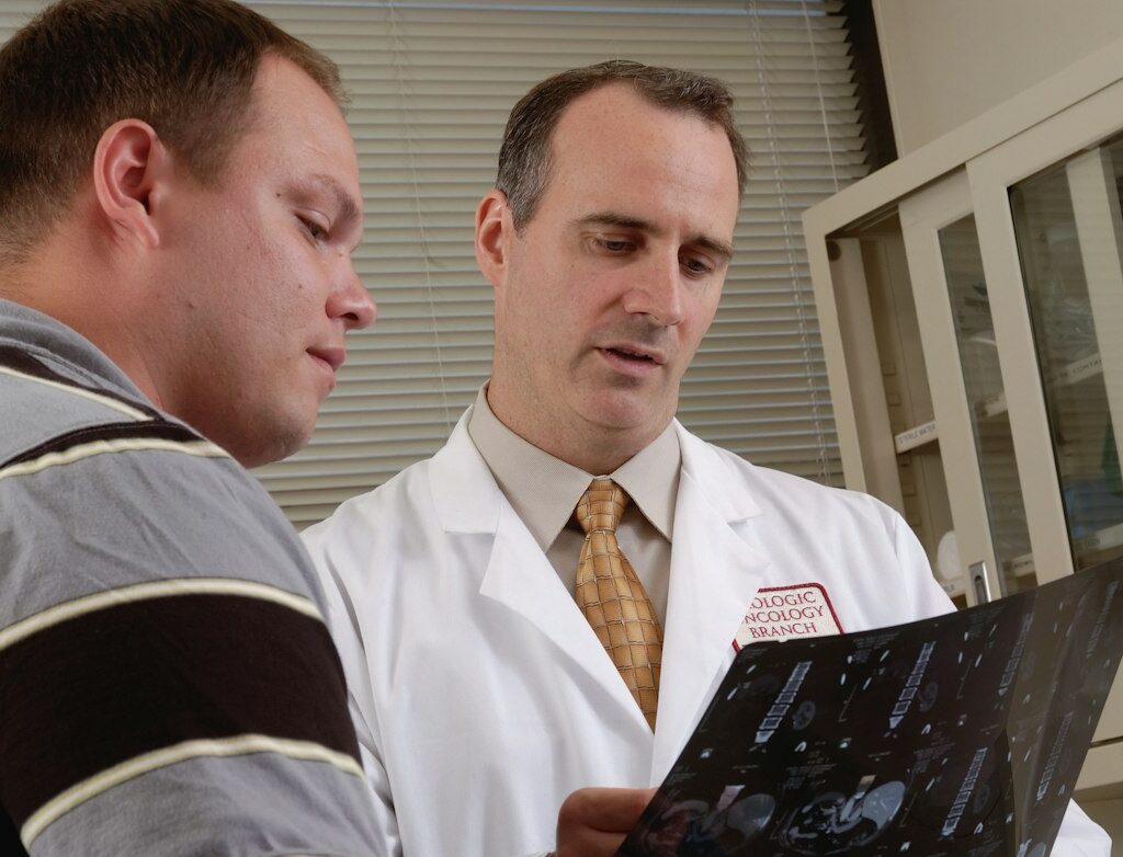Doctor reviewing imaging results with a patient